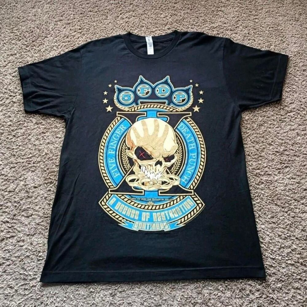 Five Finger Death Punch T-Shirt Men's Size Large Graphic Print Black Shirt